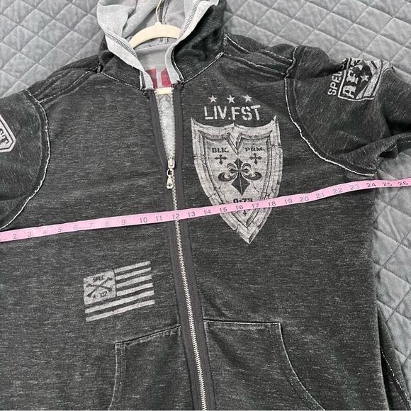 Affliction Vintage Reversible Jacket Sweater Men’s XL Rare Full Zip Up C1 - Picture 10 of 11